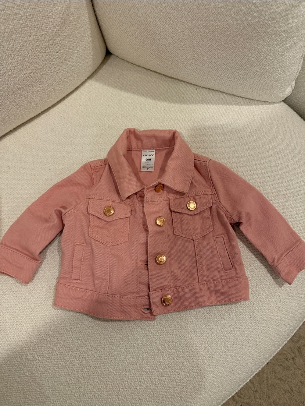 Carter's Dusty Rose Denim Jacket with Gold Buttons